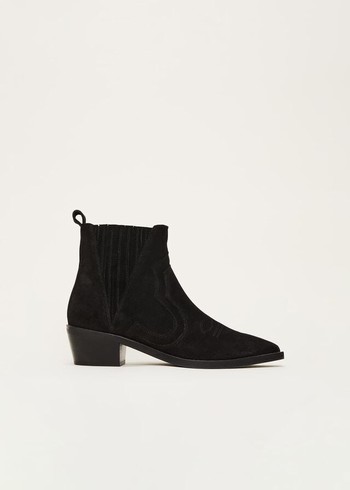 Phase Eight Stitch Detail Suede Boots Black USA | 0651239-QK